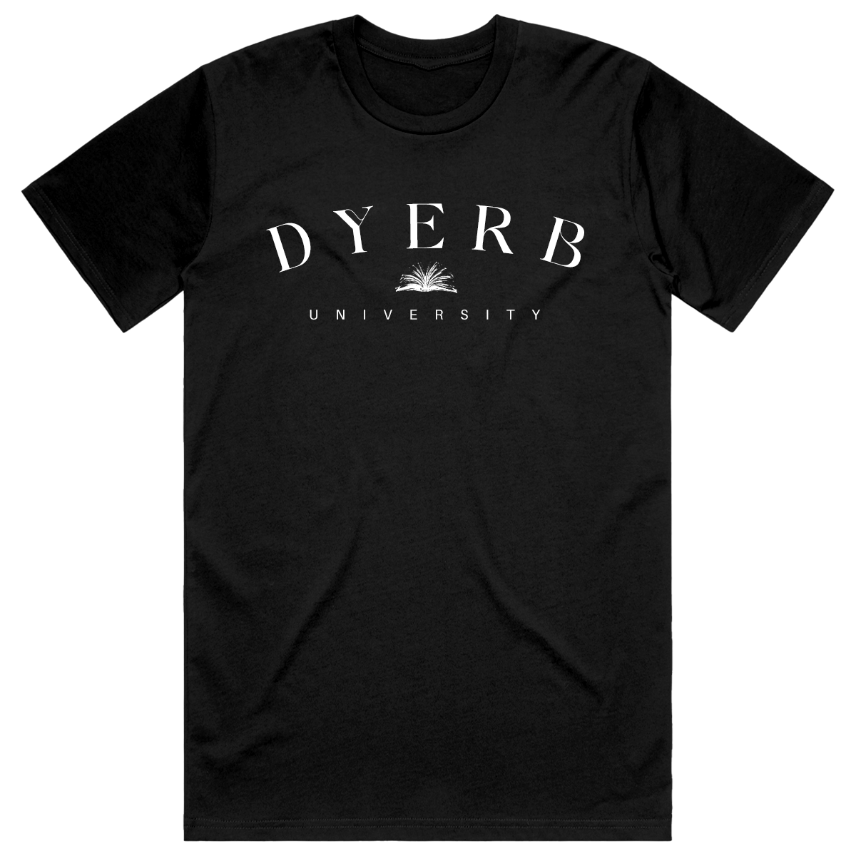 Black DYERB University logo tee